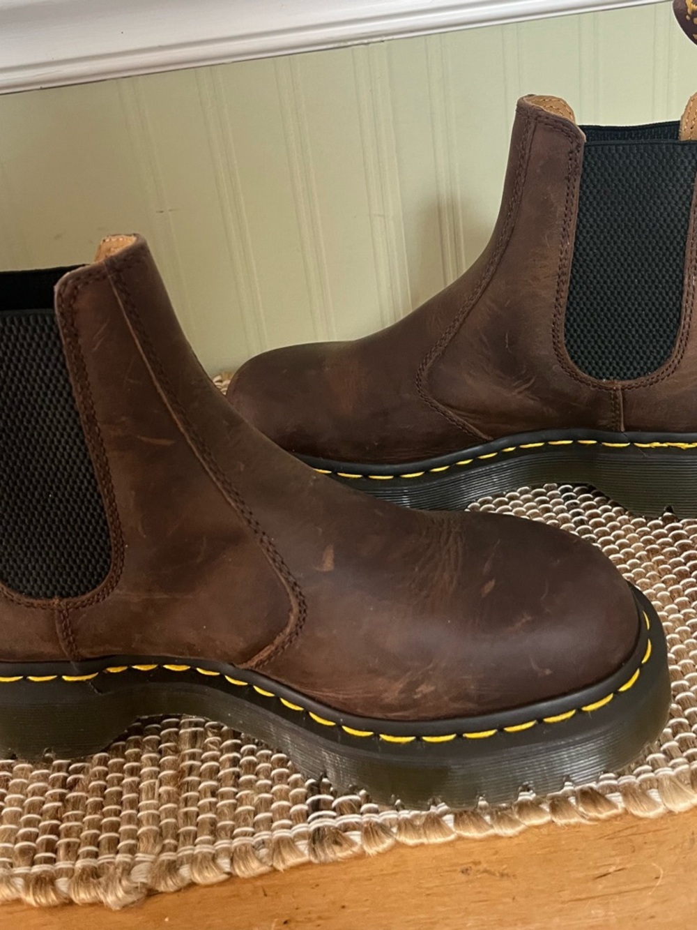 Dr. Martens Brown Leather and Yellow Outsole Detail - Picture 2 of 11